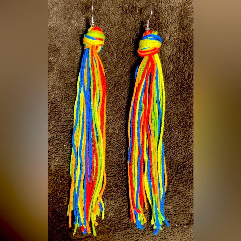 Rainbow Color String Knot Earrings